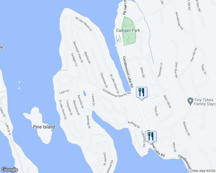 map of restaurants, bars, coffee shops, grocery stores, and more near 7 Clearview Drive in Brookfield