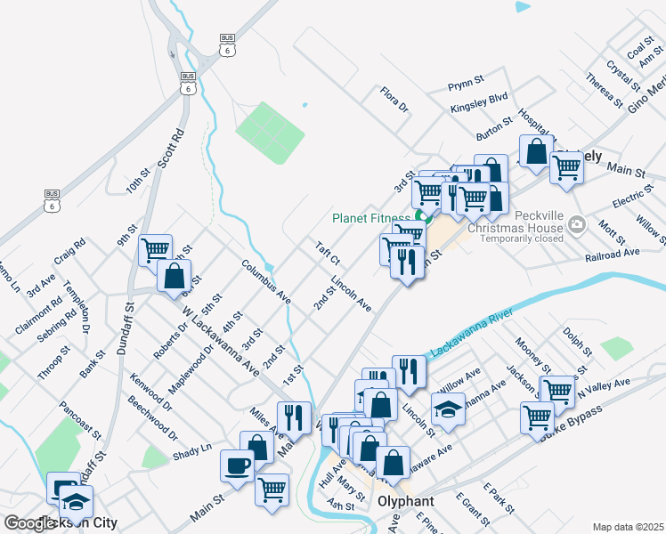 map of restaurants, bars, coffee shops, grocery stores, and more near 400 2nd Street in Blakely
