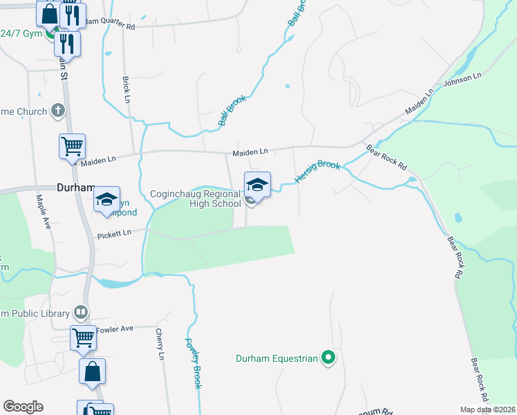 map of restaurants, bars, coffee shops, grocery stores, and more near 135 Pickett Lane in Durham
