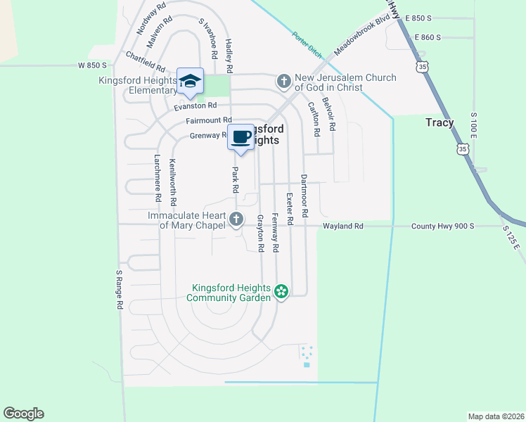 map of restaurants, bars, coffee shops, grocery stores, and more near 103 Wayland Road in La Porte