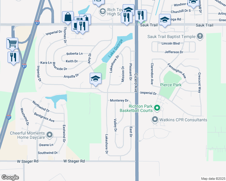 map of restaurants, bars, coffee shops, grocery stores, and more near 4924 Imperial Drive in Richton Park