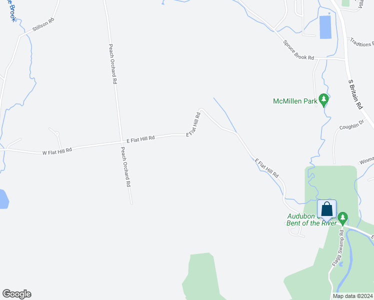 map of restaurants, bars, coffee shops, grocery stores, and more near 715 East Flat Hill Road in Southbury
