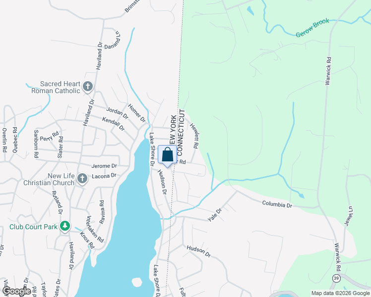 map of restaurants, bars, coffee shops, grocery stores, and more near 2 Ithaca Road in New Fairfield