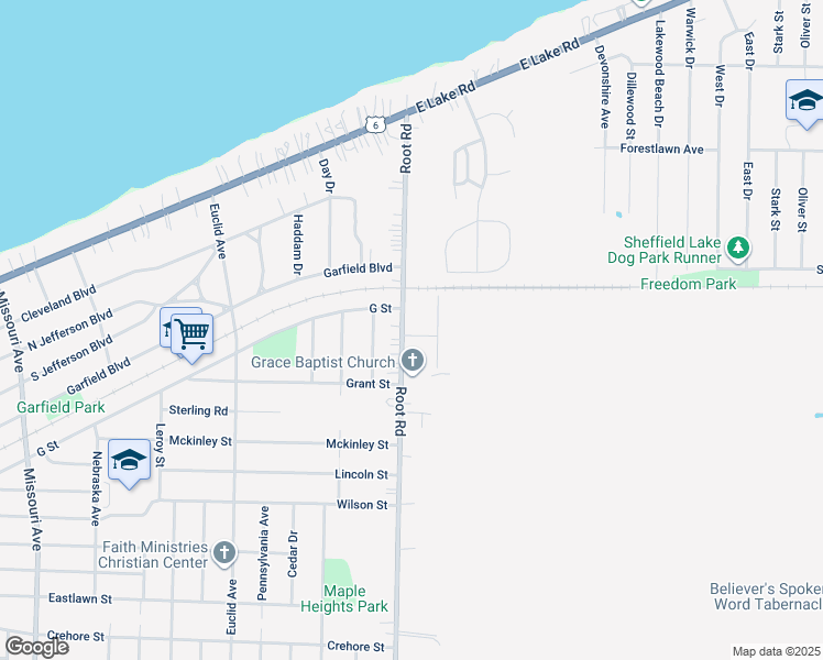 map of restaurants, bars, coffee shops, grocery stores, and more near 3501 Pin Oak Drive in Lorain