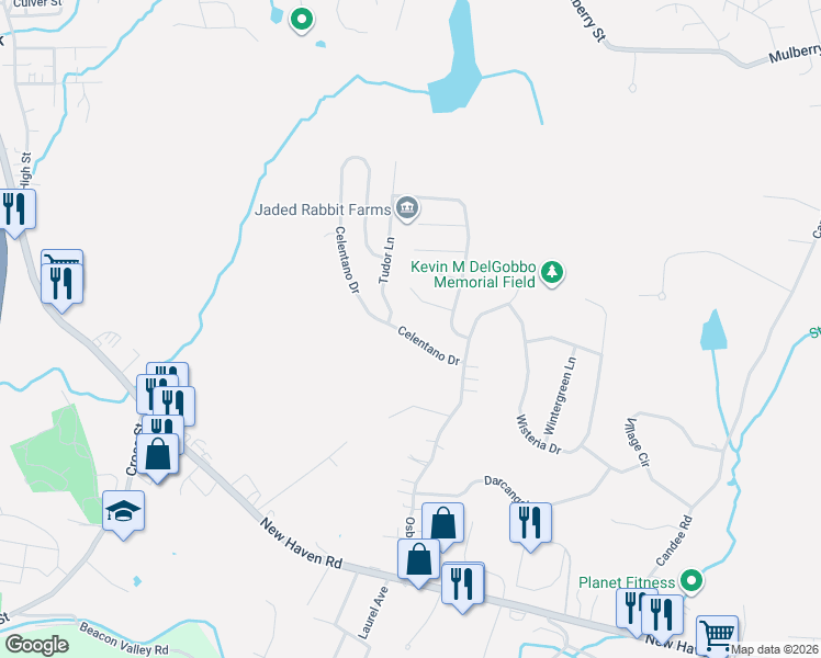 map of restaurants, bars, coffee shops, grocery stores, and more near 19 Celentano Drive in Naugatuck