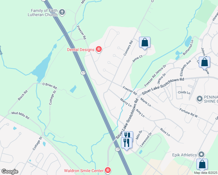 map of restaurants, bars, coffee shops, grocery stores, and more near 101 Connors Road in Middletown
