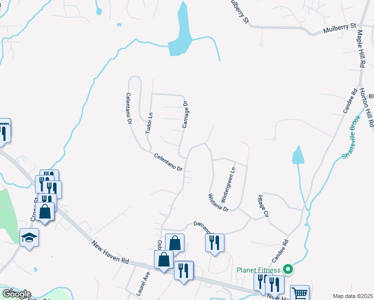 map of restaurants, bars, coffee shops, grocery stores, and more near 222 Osborn Road in Naugatuck