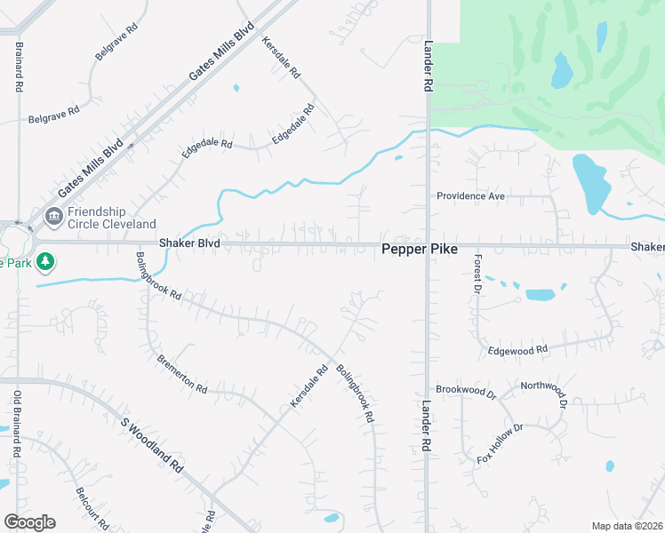 map of restaurants, bars, coffee shops, grocery stores, and more near 29750 Shaker Boulevard in Pepper Pike