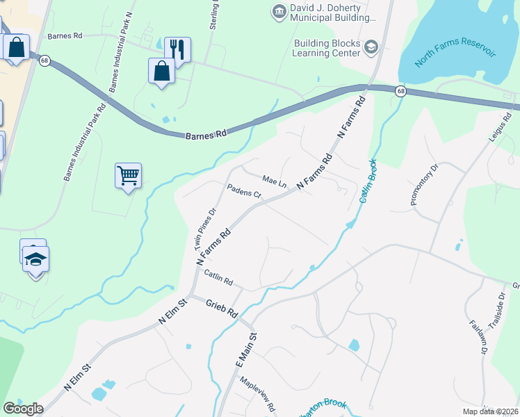 map of restaurants, bars, coffee shops, grocery stores, and more near 780 North Farms Road in Wallingford