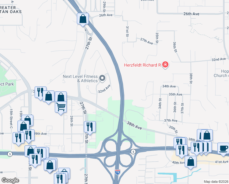 map of restaurants, bars, coffee shops, grocery stores, and more near 3212 30th Street Court in Moline