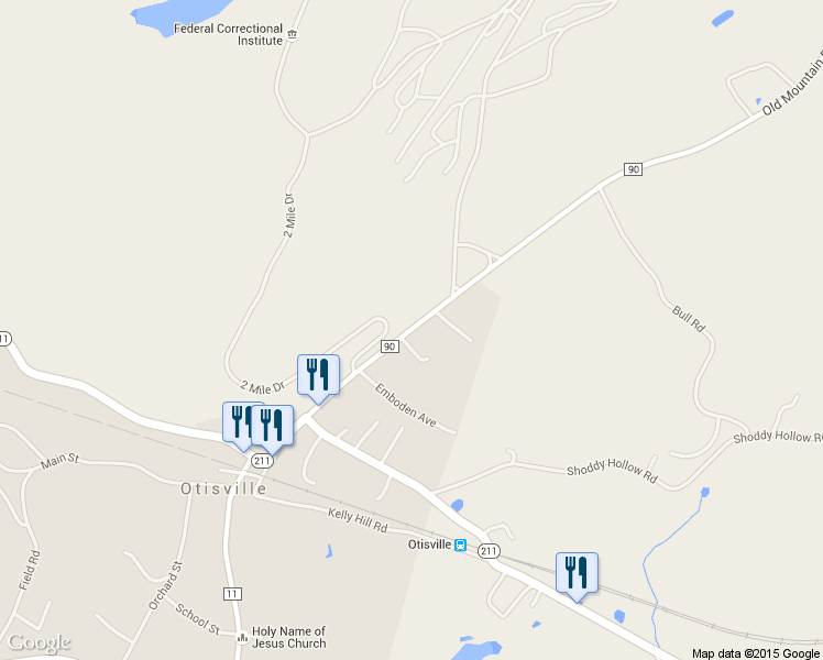 map of restaurants, bars, coffee shops, grocery stores, and more near 42 Sanitorium Avenue in Otisville