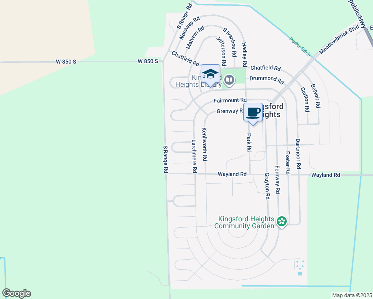 map of restaurants, bars, coffee shops, grocery stores, and more near 506 Upland Road in La Porte
