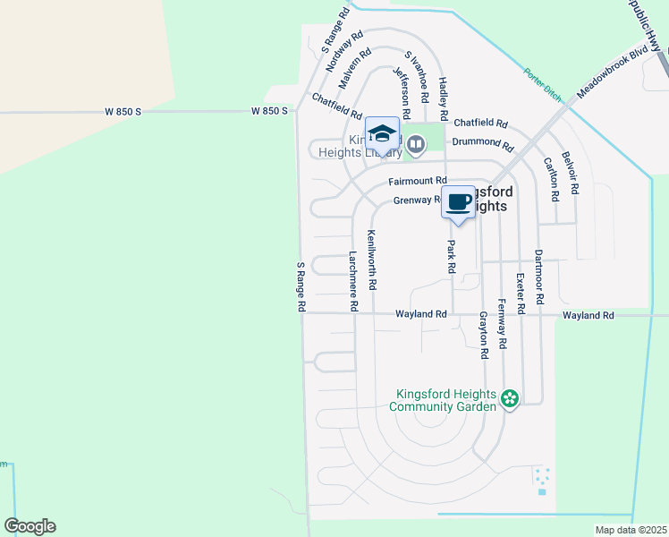 map of restaurants, bars, coffee shops, grocery stores, and more near 506 Upland Road in La Porte