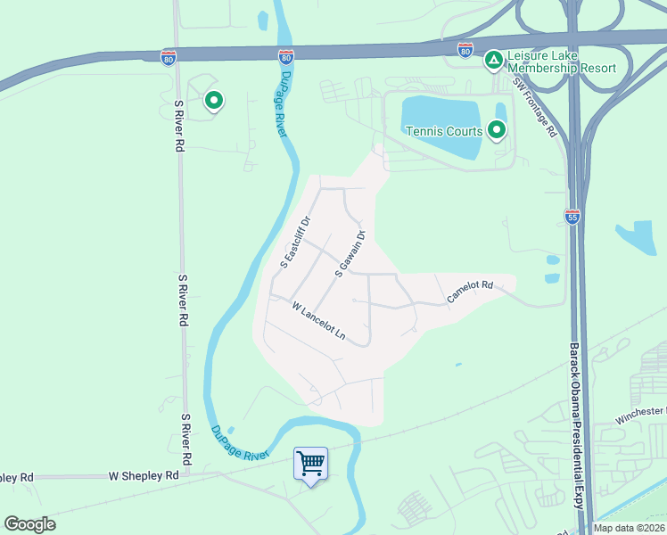 map of restaurants, bars, coffee shops, grocery stores, and more near 24447 West Cannock Chase in Joliet