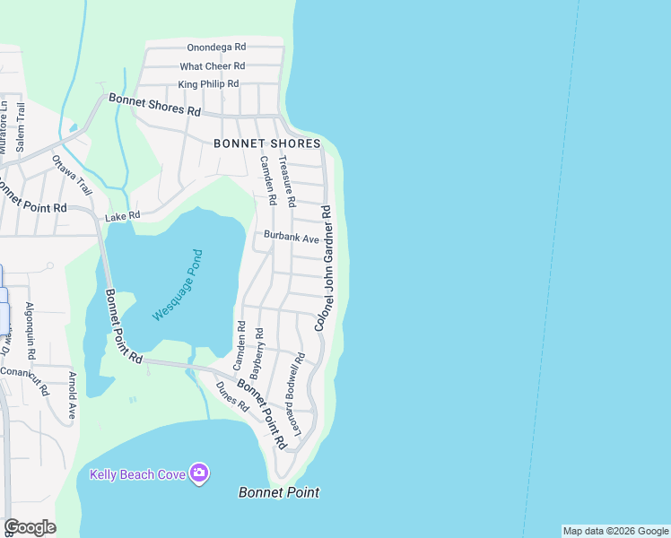map of restaurants, bars, coffee shops, grocery stores, and more near 160 Colonel John Gardner Road in Narragansett