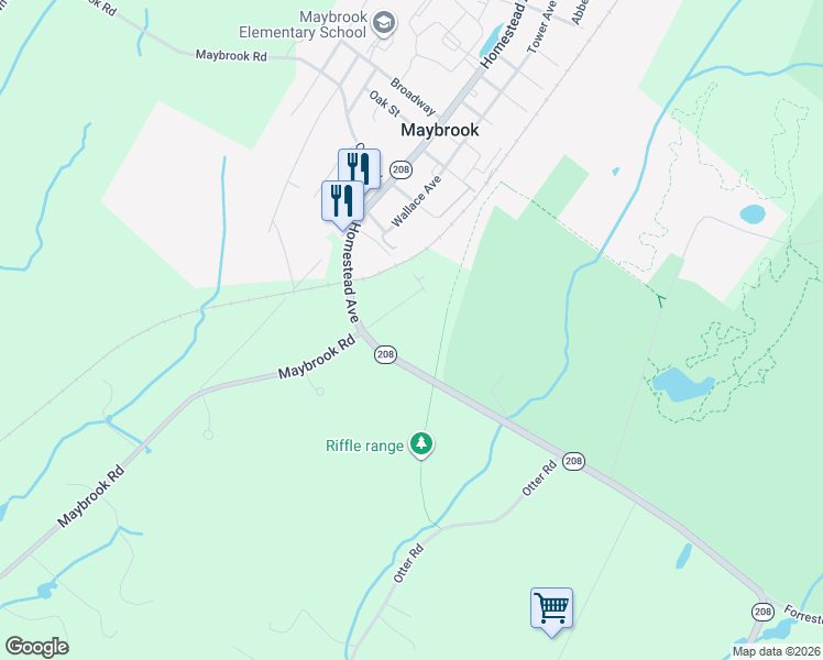 map of restaurants, bars, coffee shops, grocery stores, and more near 104 Wallace Rd in Maybrook