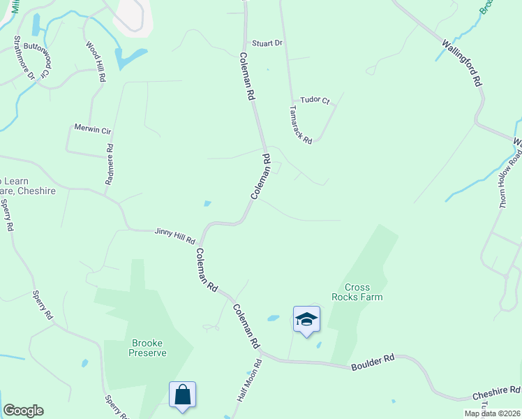 map of restaurants, bars, coffee shops, grocery stores, and more near 886 Coleman Road in Cheshire