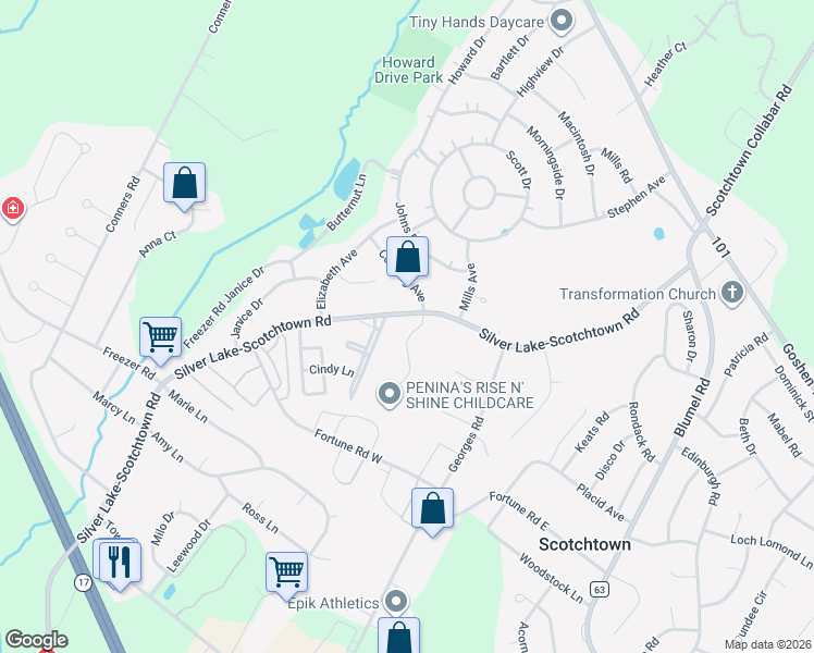 map of restaurants, bars, coffee shops, grocery stores, and more near 4 Wayne Court in Middletown