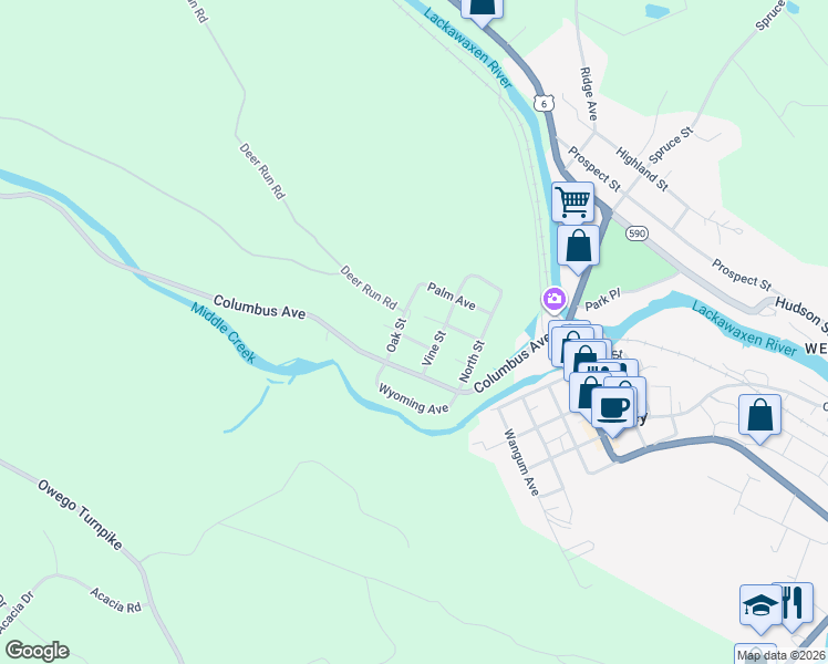 map of restaurants, bars, coffee shops, grocery stores, and more near 220 Grandview Avenue in Hawley