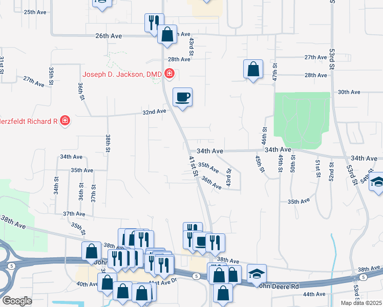 map of restaurants, bars, coffee shops, grocery stores, and more near 4100 35th Avenue in Moline