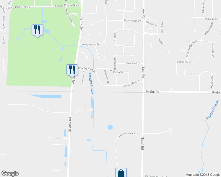 map of restaurants, bars, coffee shops, grocery stores, and more near 32181 Country Club Drive in Avon Lake