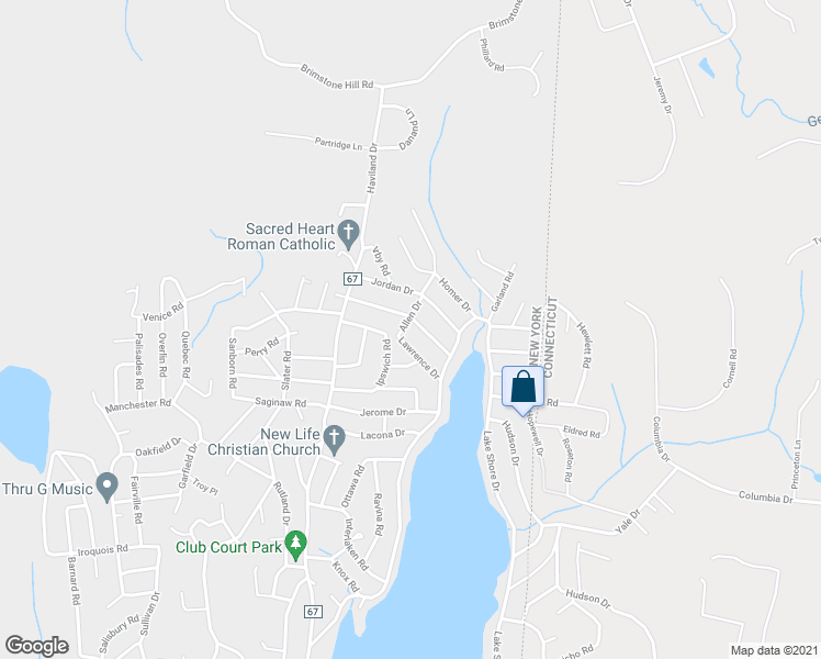 map of restaurants, bars, coffee shops, grocery stores, and more near 5 Allen Drive in Brewster