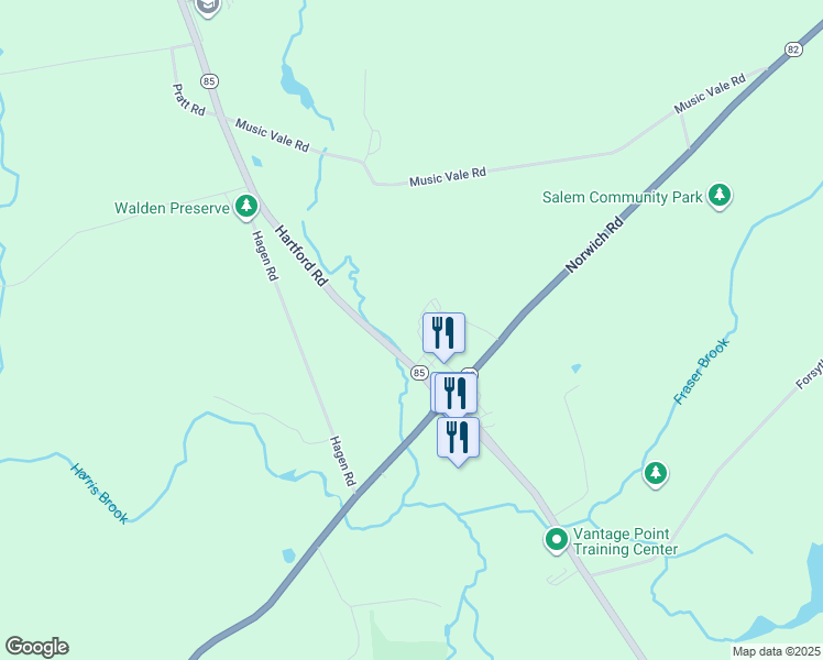 map of restaurants, bars, coffee shops, grocery stores, and more near 36 Hartford Road in Salem