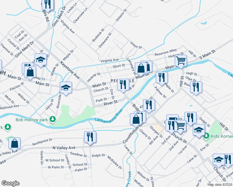 map of restaurants, bars, coffee shops, grocery stores, and more near 702 River Street in Blakely