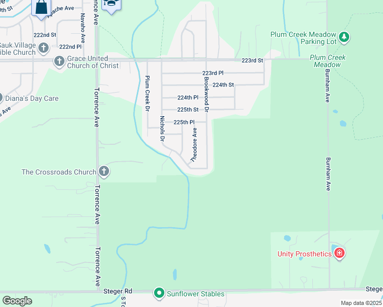 map of restaurants, bars, coffee shops, grocery stores, and more near 22654 Theodore Avenue in Sauk Village