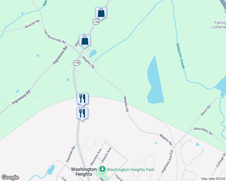 map of restaurants, bars, coffee shops, grocery stores, and more near 235 Maples Road in Middletown