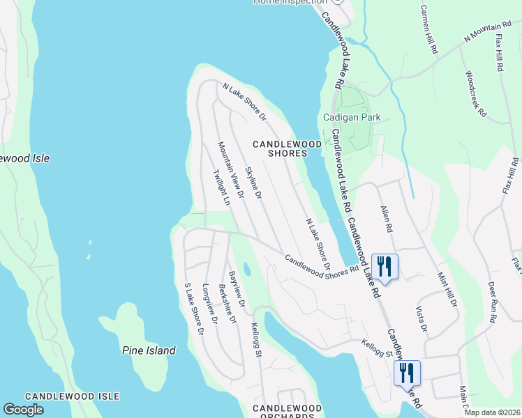 map of restaurants, bars, coffee shops, grocery stores, and more near 18 Skyline Drive in Brookfield