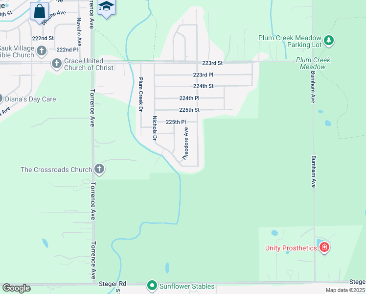 map of restaurants, bars, coffee shops, grocery stores, and more near 22642 Theodore Avenue in Sauk Village