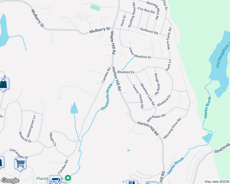 map of restaurants, bars, coffee shops, grocery stores, and more near 528 Horton Hill Road in Naugatuck