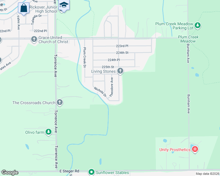 map of restaurants, bars, coffee shops, grocery stores, and more near 22623 Spencer Avenue in Sauk Village