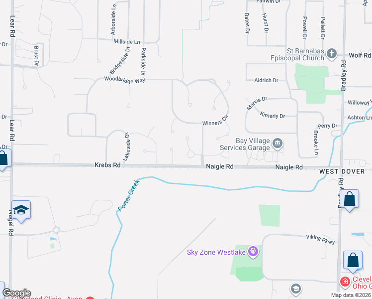 map of restaurants, bars, coffee shops, grocery stores, and more near 744 Horseshoe Way in Avon Lake