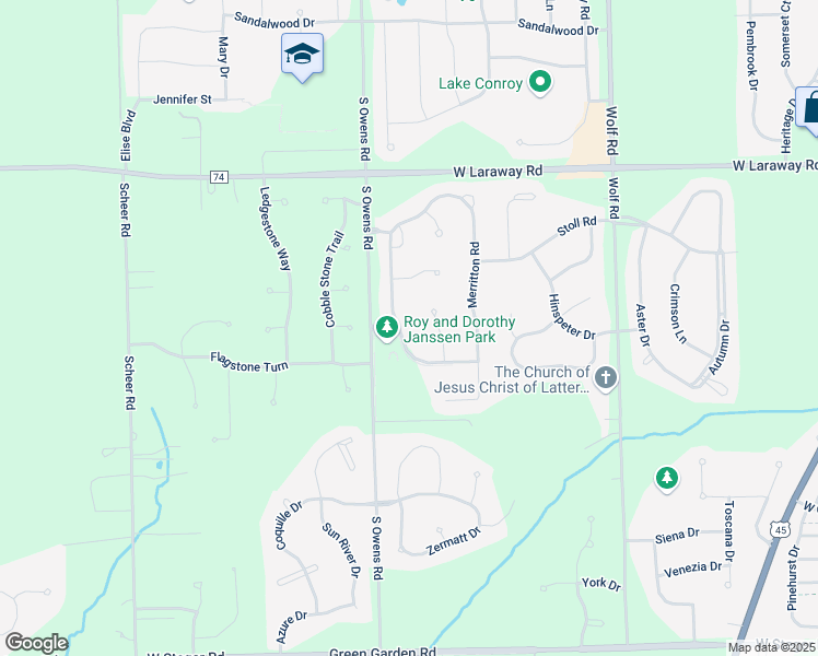 map of restaurants, bars, coffee shops, grocery stores, and more near 22529 Misty Falls Lane in Frankfort