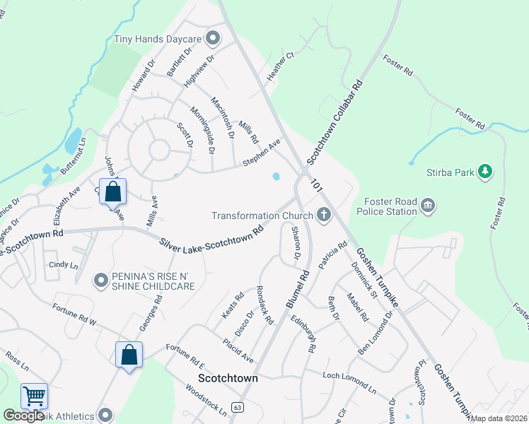 map of restaurants, bars, coffee shops, grocery stores, and more near 919 Silver Lake-Scotchtown Road in Middletown