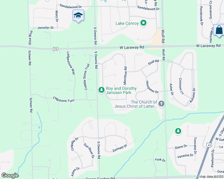 map of restaurants, bars, coffee shops, grocery stores, and more near 22529 Misty Falls Lane in Frankfort