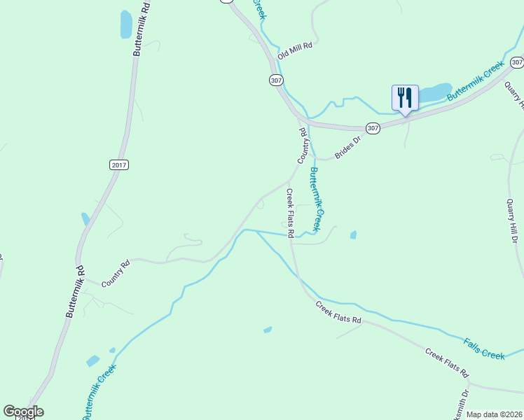 map of restaurants, bars, coffee shops, grocery stores, and more near Country Road in Falls