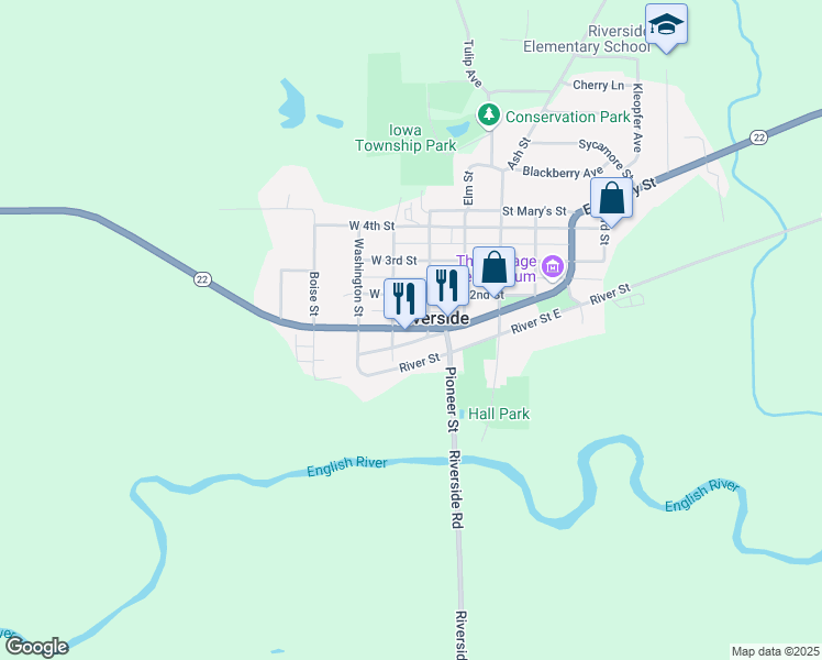 map of restaurants, bars, coffee shops, grocery stores, and more near 71-95 Highway 22 in Riverside