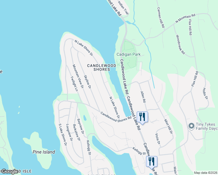 map of restaurants, bars, coffee shops, grocery stores, and more near 36 North Lake Shore Drive in Brookfield