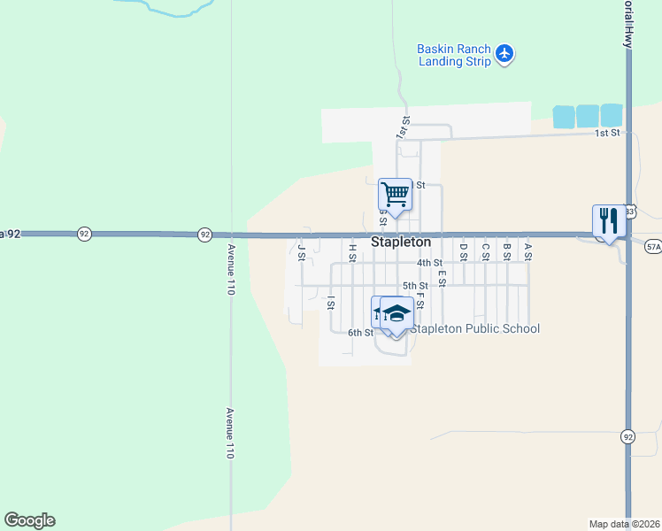 map of restaurants, bars, coffee shops, grocery stores, and more near 350 I Street in Stapleton