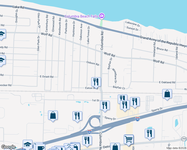 map of restaurants, bars, coffee shops, grocery stores, and more near 556 Juneway Drive in Bay Village