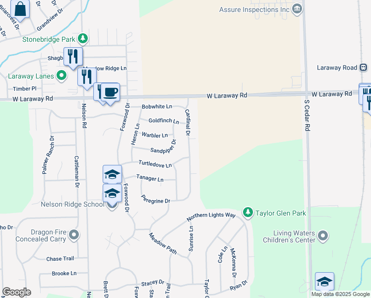 map of restaurants, bars, coffee shops, grocery stores, and more near 2263 Cardinal Drive in New Lenox