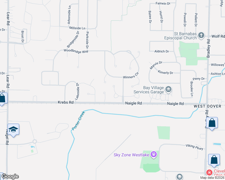 map of restaurants, bars, coffee shops, grocery stores, and more near 744 Horseshoe Way in Avon Lake