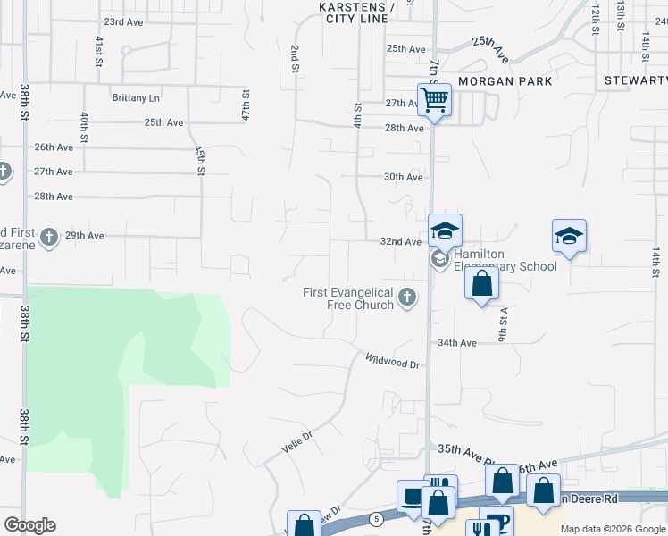 map of restaurants, bars, coffee shops, grocery stores, and more near 3211 4th Street in Moline