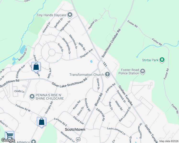 map of restaurants, bars, coffee shops, grocery stores, and more near 919 Silver Lake-Scotchtown Road in Middletown