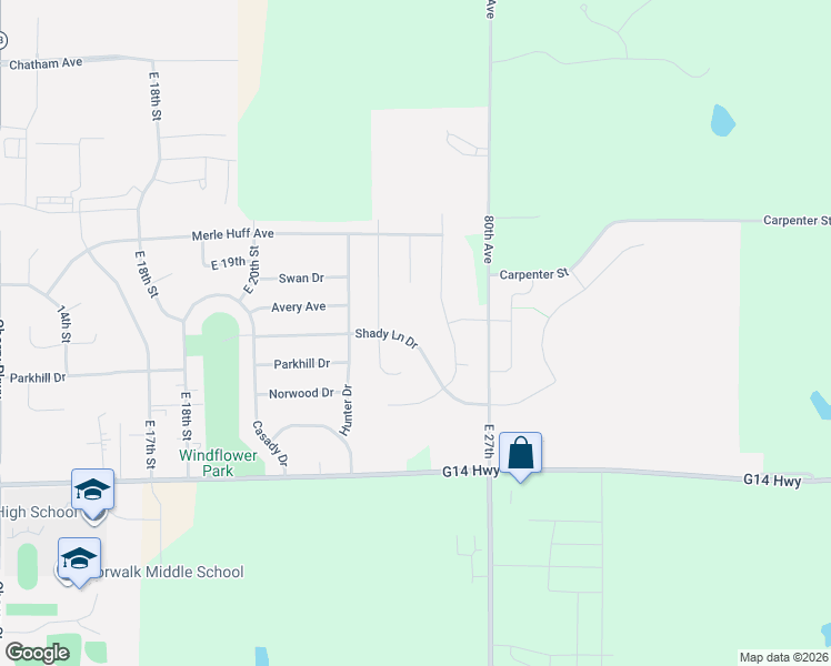 map of restaurants, bars, coffee shops, grocery stores, and more near 2412 Shady Lane Drive in Norwalk