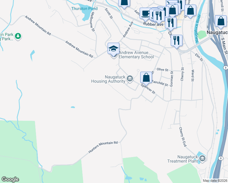 map of restaurants, bars, coffee shops, grocery stores, and more near 74 Perock Lane in Naugatuck