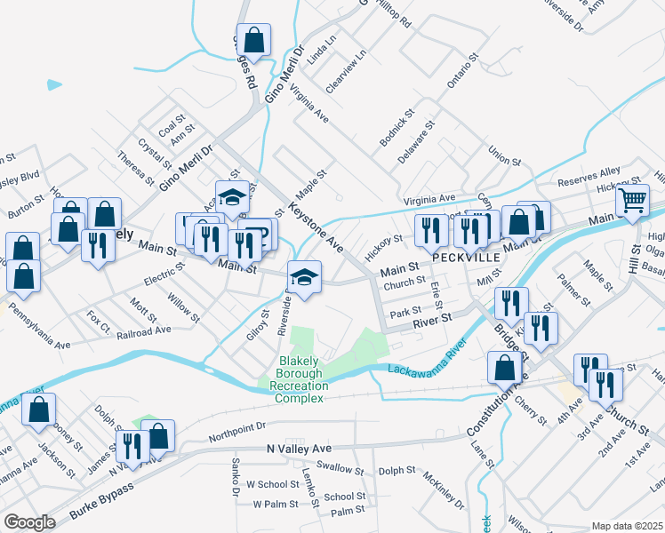 map of restaurants, bars, coffee shops, grocery stores, and more near 338 Gravity Street in Blakely